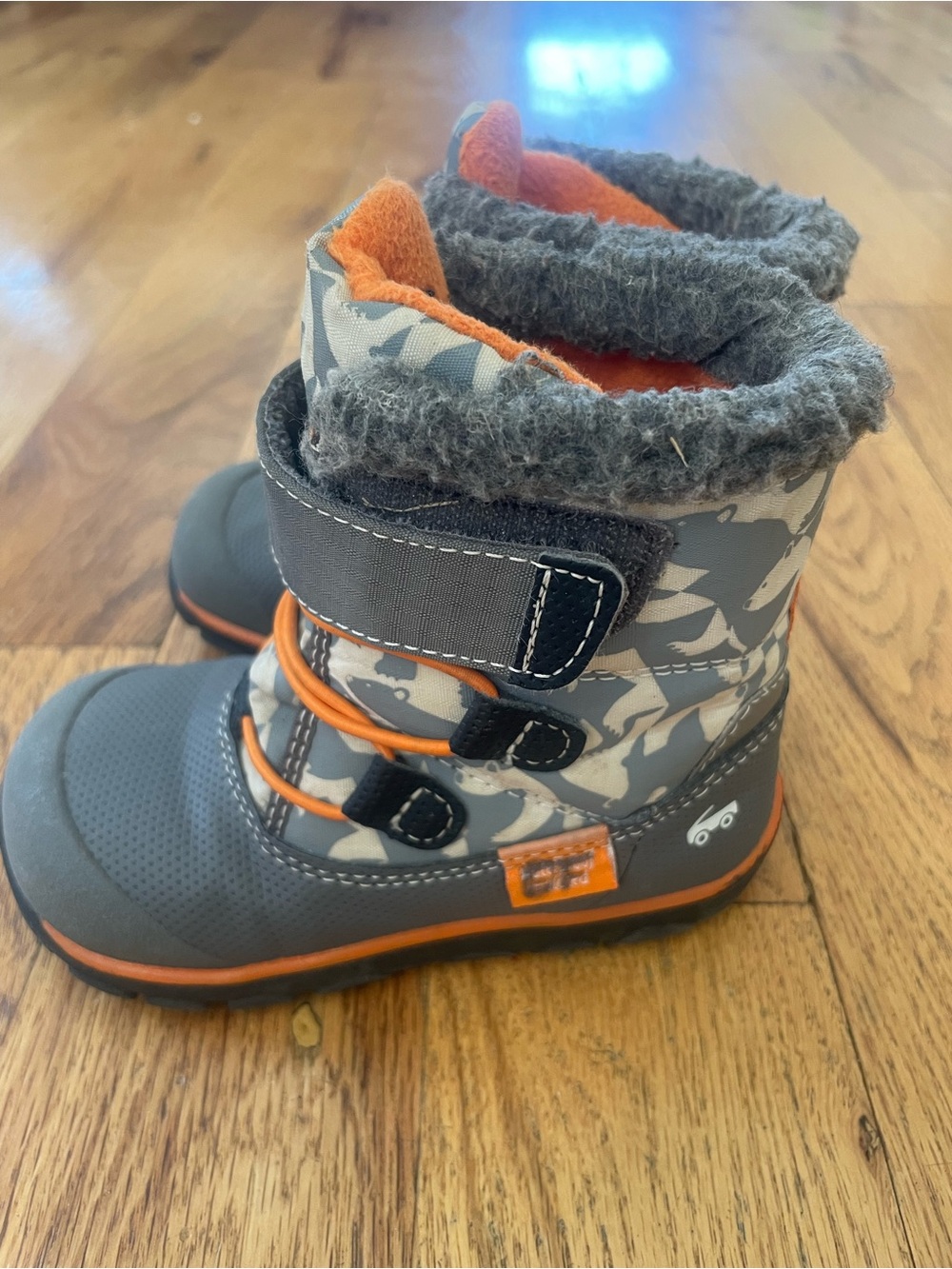 See Kai Run Gray and Orange Kids Snow Boots with Faux-Fur Cuff